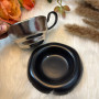 Dark Silver Ceramic Hanging Ear Coffee Cup and Saucer