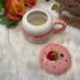 Hand-Painted Strawberry Design Mug with Lid & Straw