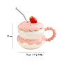 Hand-Painted Strawberry Design Mug with Lid & Straw