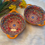 Bohemian Dual Handled Roud Bowl - Orange
