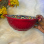 Bohemian Dual Handled Roud Bowl - Red