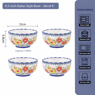 Dutch Floral Ceramic Bowl -  Single