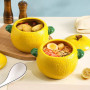 Lemon Shaped Ceramic Soup Bowl with Lid