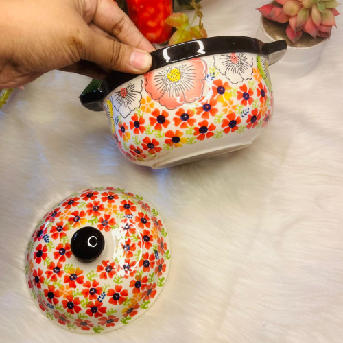 Manhua Yanhong Hand-Painted Ceramic Stew Pot