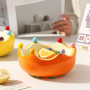 Orange Ceramic Fruit Fork Bowl + 6 Stainless Steel Forks