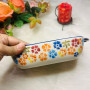 Colorful Flower Shadow Ceramic Binaural Rectangular Baking Bowl