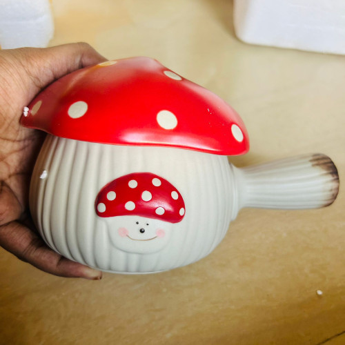 Red Mushroom Ceramic Soup Bowl