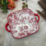 Rose Queen Ceramic Dual-Handle Square Bowl
