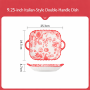 Rose Queen Ceramic Dual-Handle Square Bowl