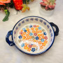 Colorful Flower Shadow Ceramic Binaural Round Baking Bowl