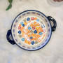 Colorful Flower Shadow Ceramic Binaural Round Baking Bowl