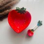 Strawberry Shaped Ceramic Bowl with Spoon