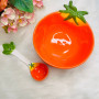 Tomato-Shaped Ceramic Bowl & Spoon Set 
