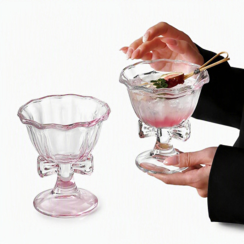 Bow Vintage-Style Glass Dessert Cup