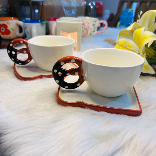 Bread Themed Ceramic Coffee Cup and Saucer Set 