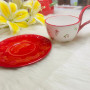 Elegant Red Floral Ceramic Coffee Cup & Saucer with Gift Box
