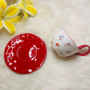 Elegant Red Floral Ceramic Coffee Cup & Saucer with Gift Box