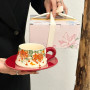 Festive Red Firecracker Ceramic Coffee Cup and Saucer Gift Set