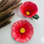 Flower Shaped Coffee Cup & Saucer - Red