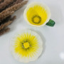 Flower Shaped Coffee Cup & Saucer - Yellow