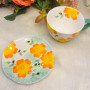 Girly Heart Ceramic Underglaze Breakfast Cup & Saucer - Green Velvet