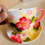 Girly Heart Ceramic Underglaze Breakfast Cup & Saucer - Pink Makeup