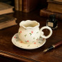 Korean-Style Handcrafted Ceramic Coffee Cup and Saucer