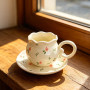 Korean-Style Handcrafted Ceramic Coffee Cup and Saucer