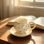 Korean-Style Handcrafted Ceramic Coffee Cup and Saucer