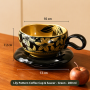 Lily Curved Edge Ceramic Coffee Cup and Saucer – (Green Cup + Black Saucer)
