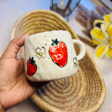 Strawberry Print Breakfast Coffee Cup