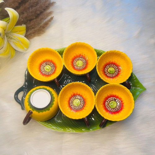 Sunflower Ceramic Tea Cup and Saucer Set