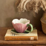 Tulip Flower Ceramic Coffee Cup and Saucer - Pink