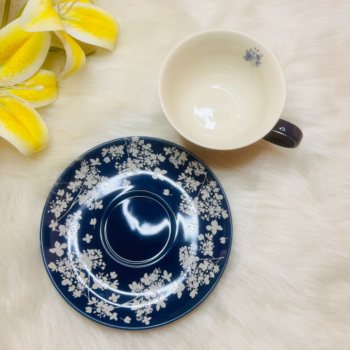 Vintage Blue & White Porcelain Coffee Cup & Saucer