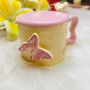 Butterfly Ceramic Mug with Lid & Spoon