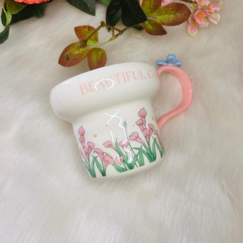 Cute Flower Ceramic Mug for Girls – Pink