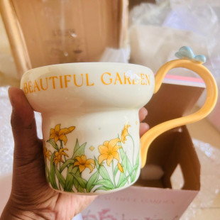 Cute Flower Ceramic Mug for Girls – Yellow