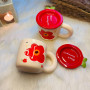 Creative Danish Flower Ceramic Mug with Lid - Red