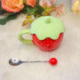 Embossed Strawberry Ceramic Mug – Bright Red Gift Set