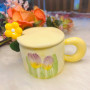 Fresh Tulip-Yellow Ceramic Ins Style Mug with Lid & Spoon