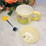 Fresh Tulip-Yellow Ceramic Ins Style Mug with Lid & Spoon