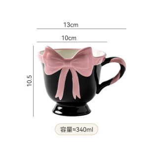 Girly Heart Bow Mug - Black