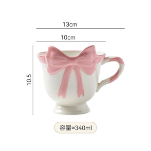 Girly Heart Bow Mug - White