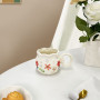 Ins-Style Heart-Shaped Floral Ceramic Mug – 380ml