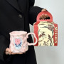 Irregular Flower Ceramic Mug – Pink Gift Set (301–400 ml)