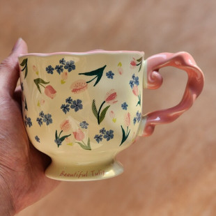 Pastoral Retro High-Foot Ceramic Mug