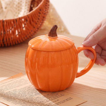 Pumpkin Ceramic Mug with Lid