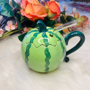 Cute Watermelon Ceramic Sippy Cup Mug
