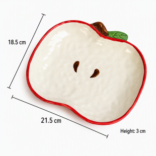 Apple-Shaped Ceramic Plate - 8.5 Inch