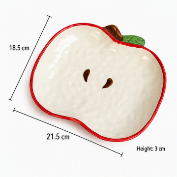 Apple-Shaped Ceramic Plate - 8.5 Inch